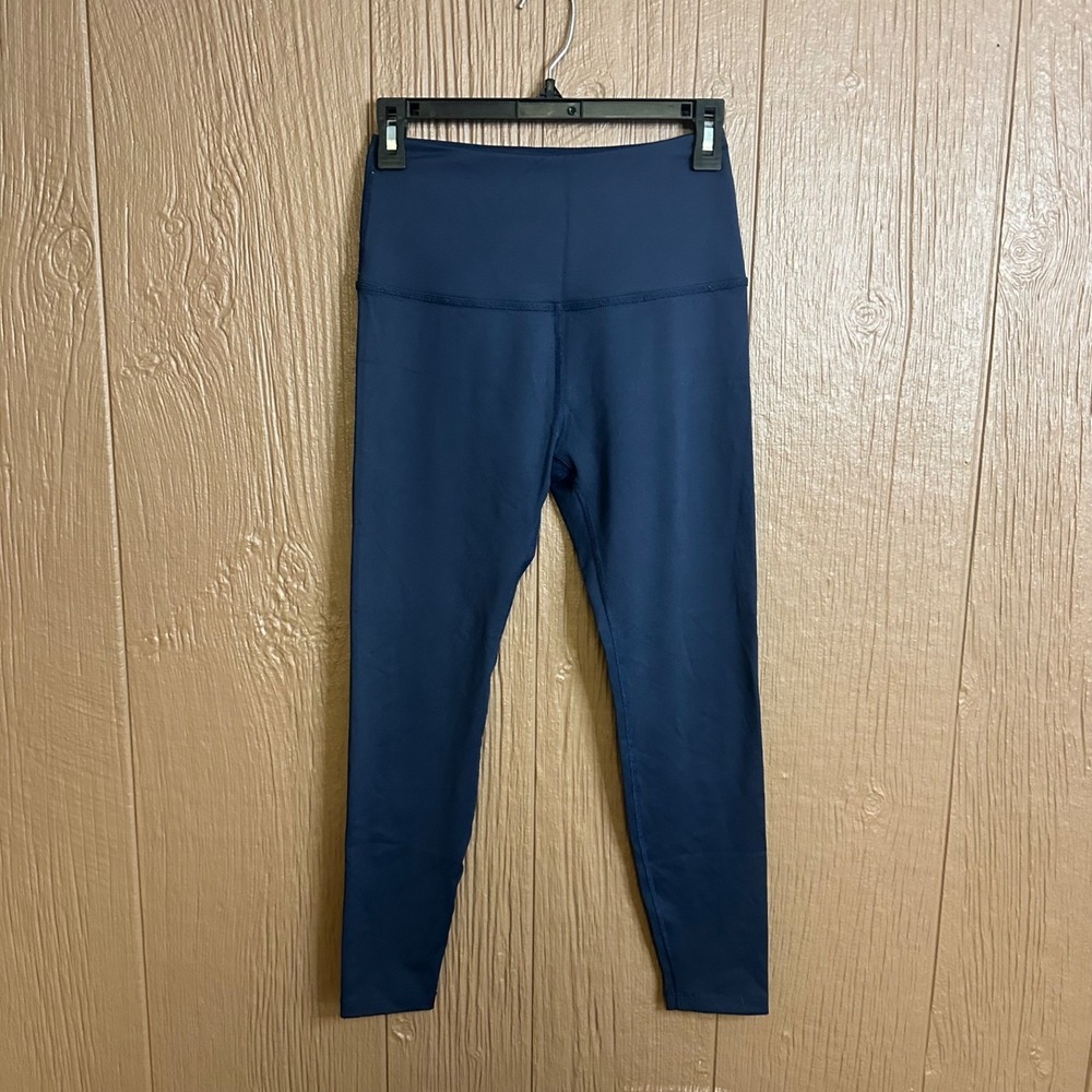Beyond Yoga High Waisted Navy Blue Midi Leggings Sz S 7/8 Length Gym Athletic